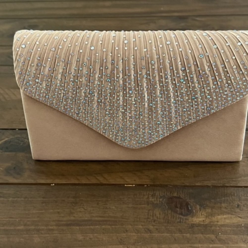 Small Beige Evening Bag with Sequence
